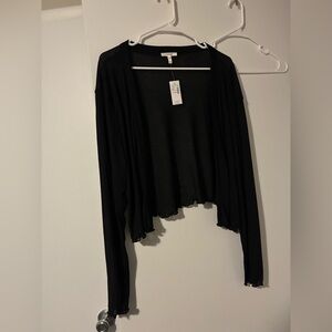 Maurices Black Ribbed Open Cardigan